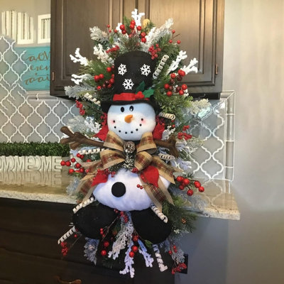 Muised Snowman Swag, Snowman Wreath, Christmas Wreath, Christmas Door Wreath, Door Decor, Christmas Decor Farmhouse Office Christmas Decorations Christmas Tree Ornaments Gifts Christmas Stockings