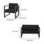 Ensemble d'extérieur 3 pièces Novi, 1 causeuse, 2 chaises d'appoint, tissu gris foncé, métal
