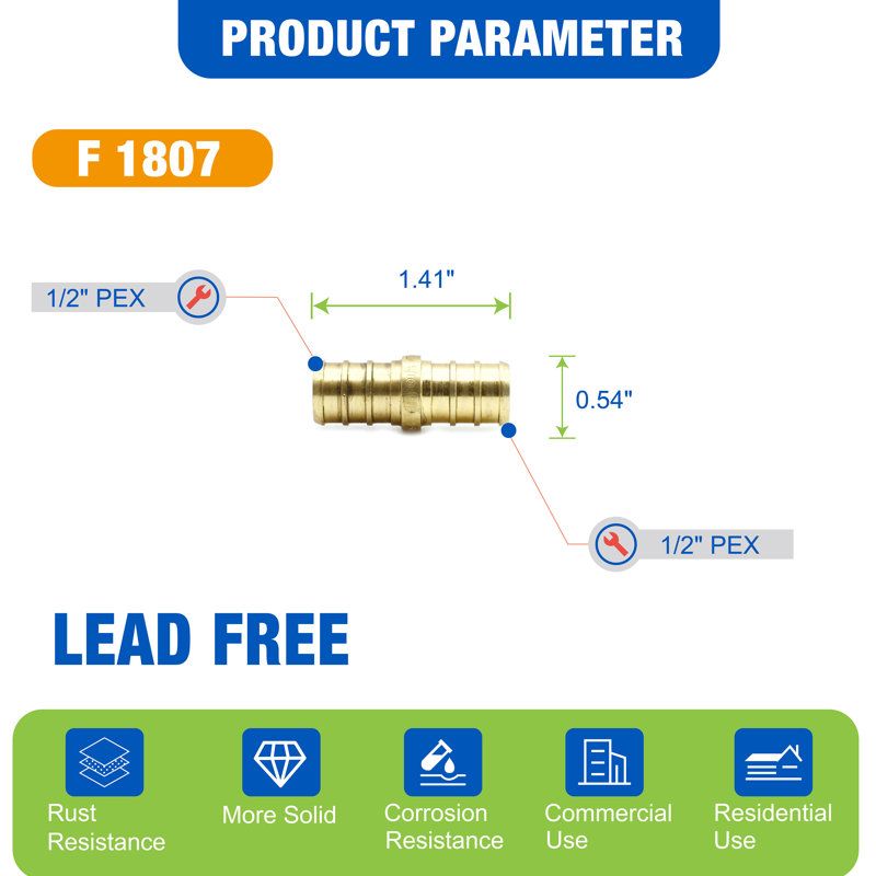 Raccord à sertir 1/2 po / p1807 pex