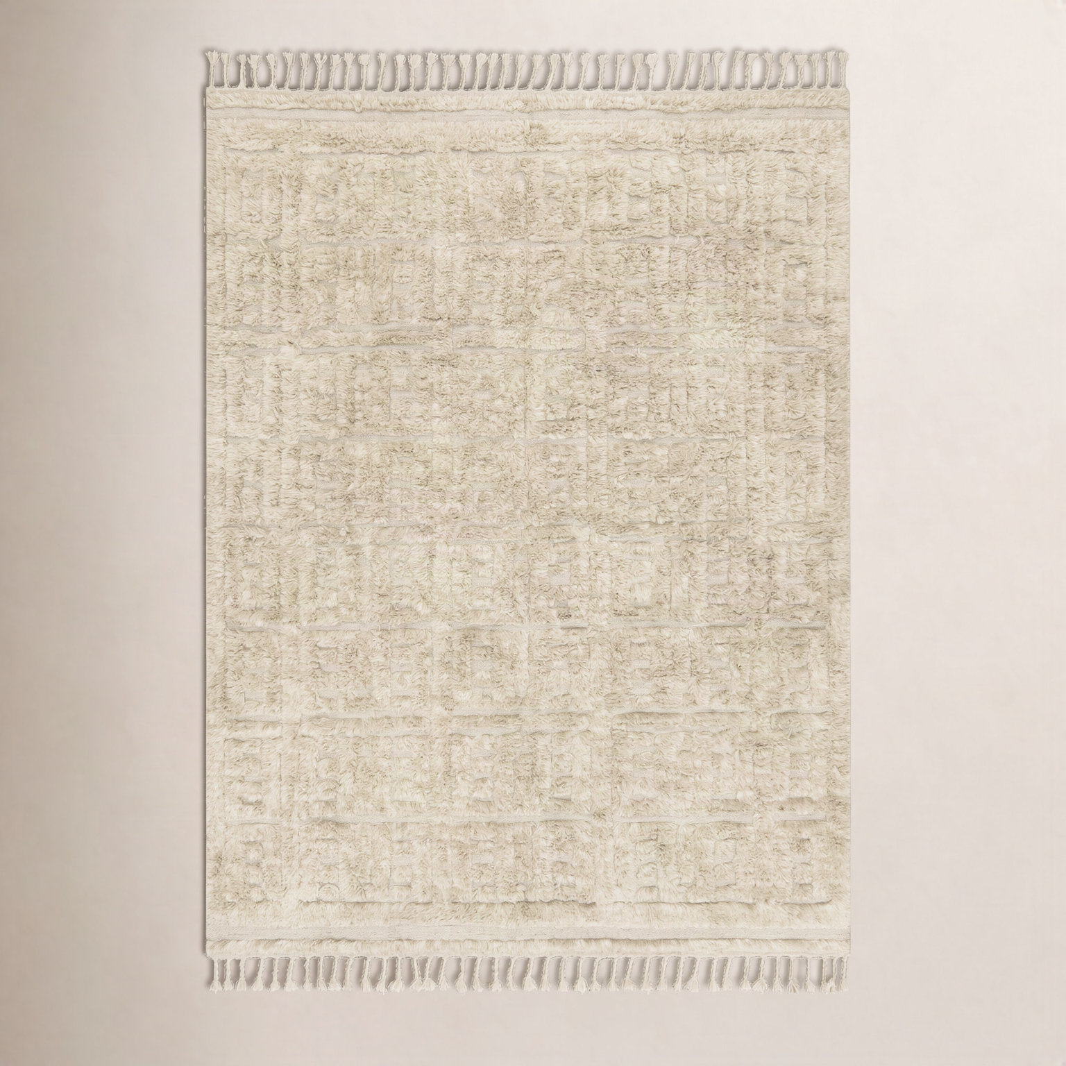 Michaela Beige Hand-Knotted Geometric Rug, Rectangle 2' x 3'