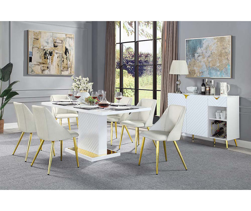 Table à manger avec base de piédestal, Blanc
