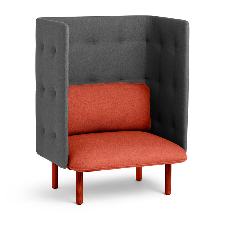 QT Lounge Chair, Brick/Dark Gray Plain Weave/Muslin