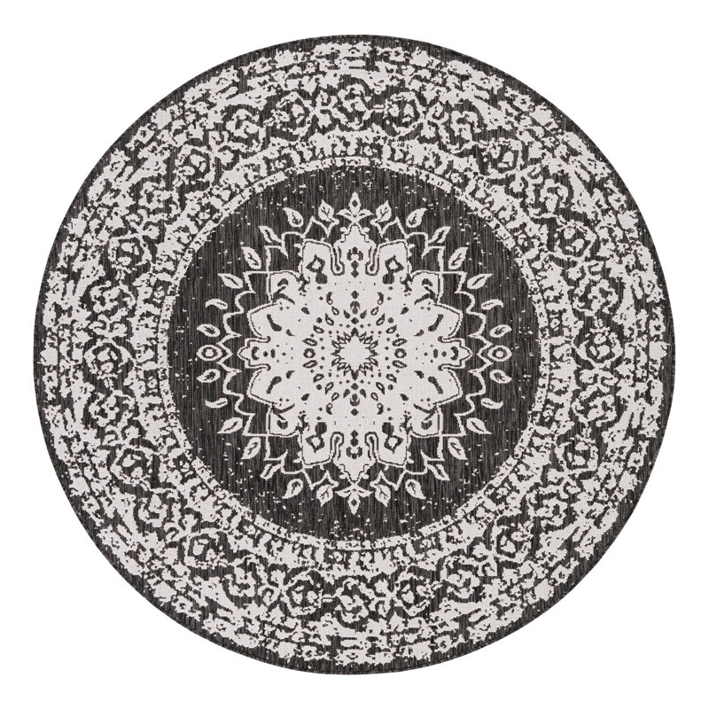Tapis intérieur / extérieur Ornate Lamotte, Rond 6 pi 1 po