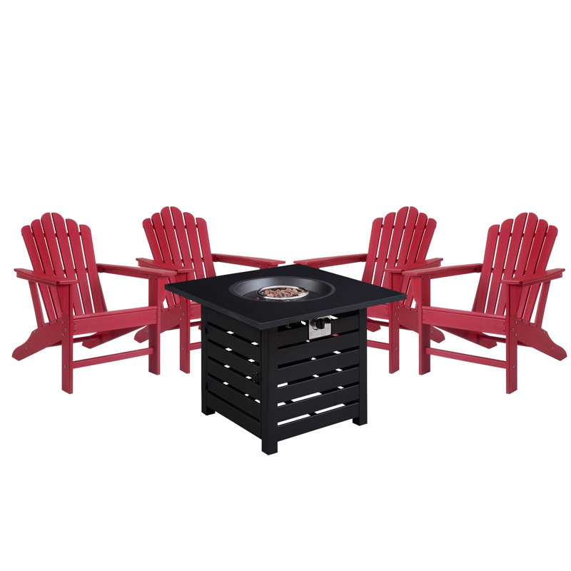 Ensemble de conversation pour 4 personnes avec table de foyer Exuma, Rouge