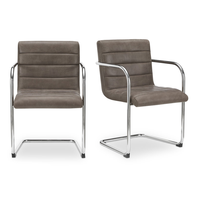 Pedro Dining Chair Green Mohair Set of Two, Dark Brown