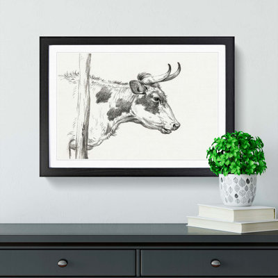 Horns of the Cow by Jean Bernard - Picture Frame Drawing Print