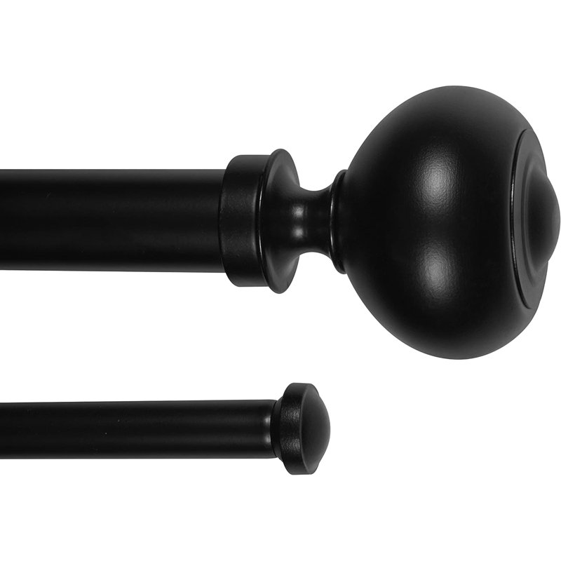 Tringle à rideaux double Nicarete, Noir, noir, noir, noir, 48” – 84”