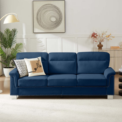 82" Modern Compressed Snowfleece Fabric 3-Seater Sofa