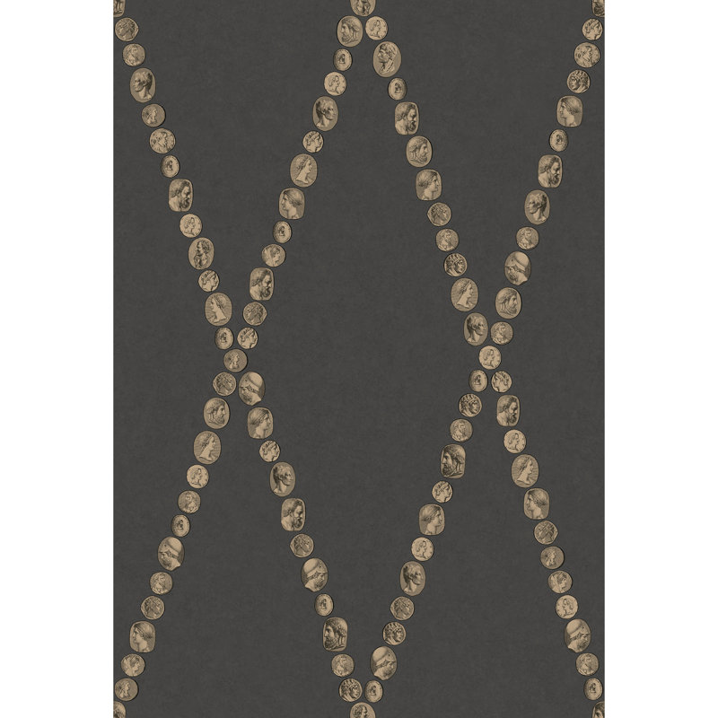 Cammei Wallpaper Roll, Gold/Charcoal