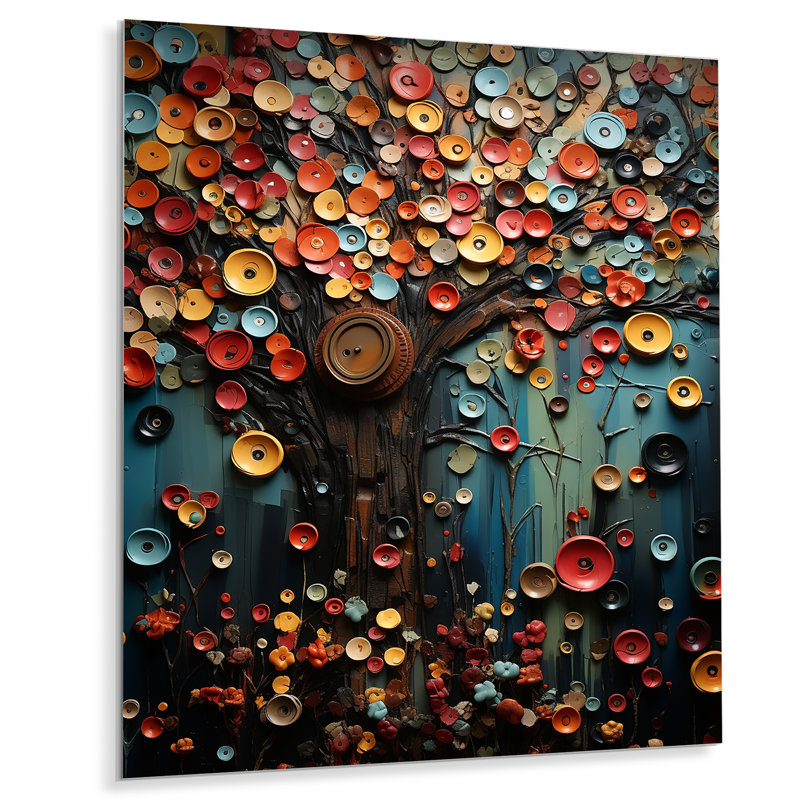 Colourful Tree Embracing Nature Magic - Tree Metal Wall Art, 32" H x 24" W x 1" D