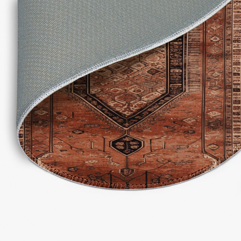 Tapis turc intérieur et extérieur brun, Rond 5 pi