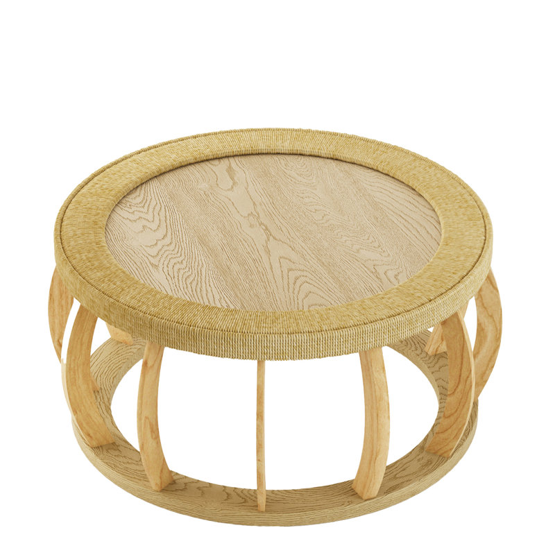 Table basse ronde ronde en bois massif de 35,43 po avec pieds courbés et table d'appoint Boho pour salle à manger, cuisine et salon, naturel