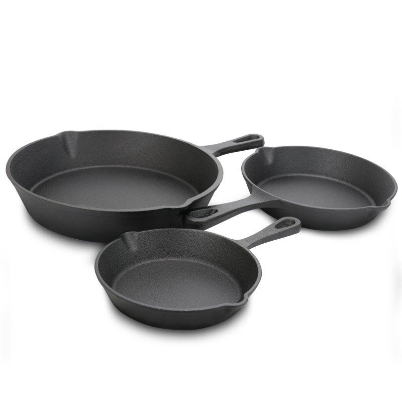Gibson Pre-Seasoned Black Cast Iron Skillet Set, 3 Pieces