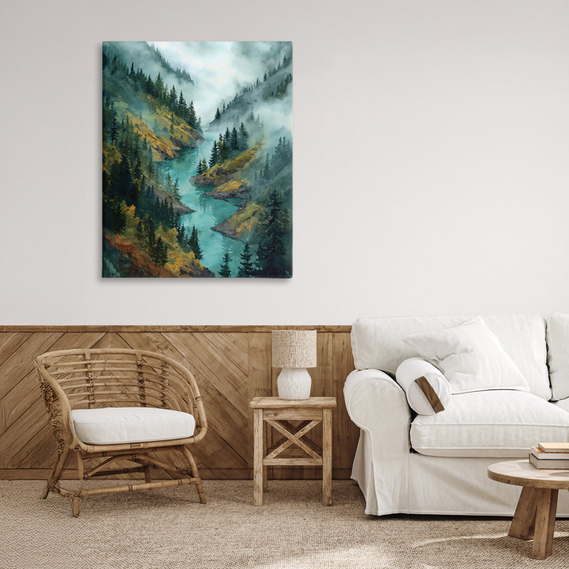 «Turquoise Mountain River Bends Canvas», conception par Franklyn Gregory, 40 x 30