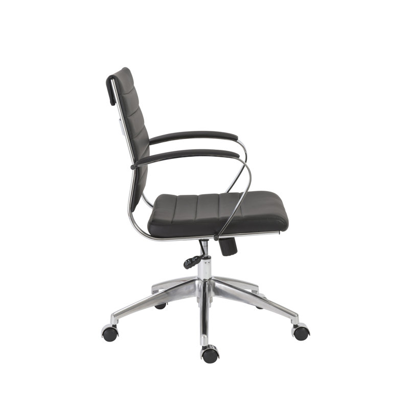 Rossie Task Chair, Black Faux Leather, Fixed