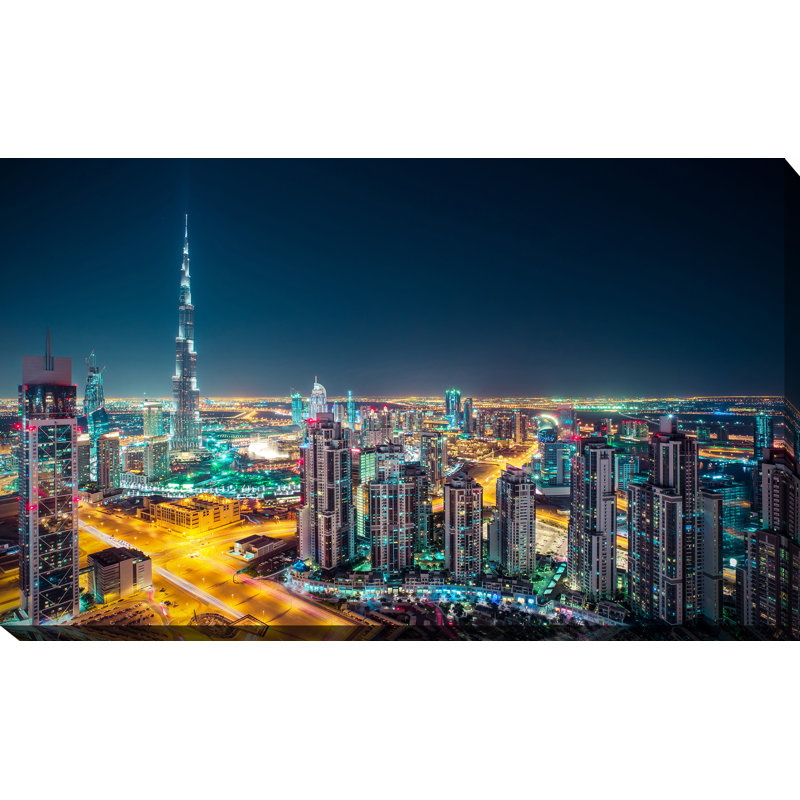 « centre-ville dubai, émirats arabes unis », reproduction de photo sur toile tendue, H 36 po x l 60 po x P 1,5 po