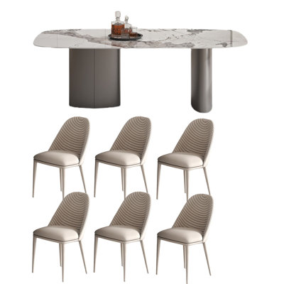 Luxury Marble Quartz Tabletop with Stainless Steel