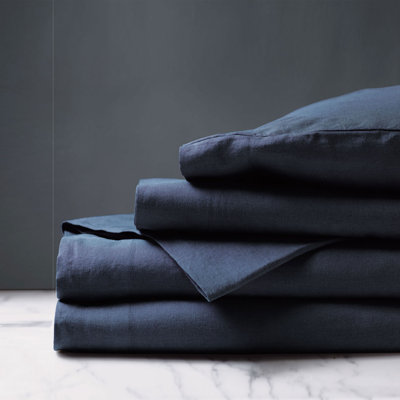 Ensemble de draps en lin Shiloh indigo