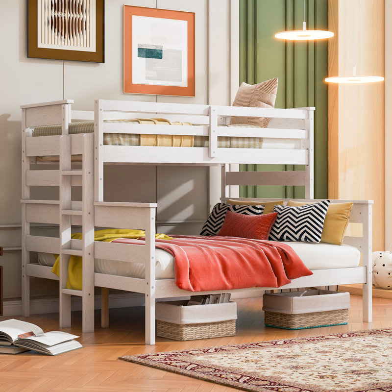 Lit superposé avec design détachable et bois de pin massif, Blanc