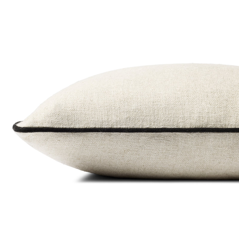 Jeremiah Brent x Loloi Hudson Accent Pillow, Square 20"H x 20"W, Natural / Black, Down / Feather