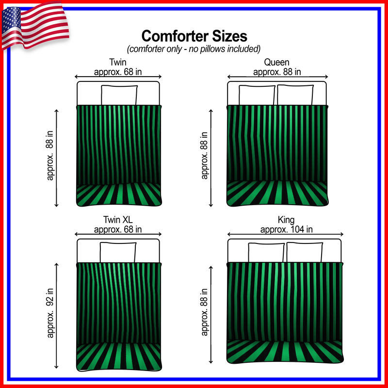 Green Vertical Stripes Comforter, Twin Extra Long