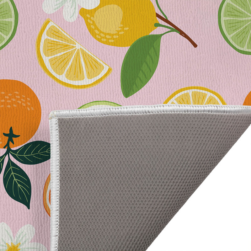 Tapis de toilette rectangulaire absorbant et antidérapant Sunny Citrus, 34" W x 21" L, Charcoal Floral