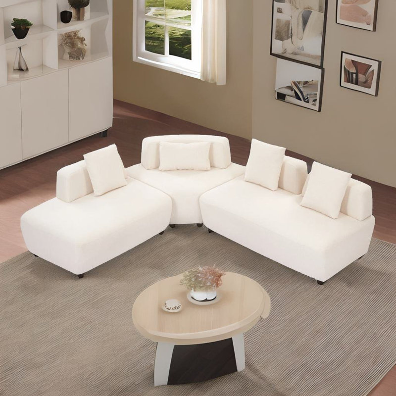 Canapé modulaire 3 pièces, Beige Boucle