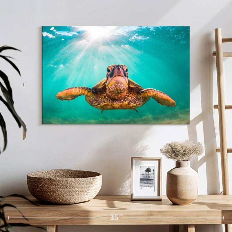 Tortue verte de Maui sur toile, H 16 po x l 24 po x P 1,25 po