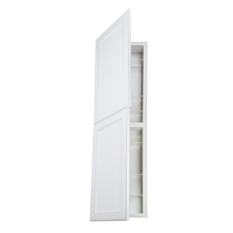 14" W x 44" H x 3.5" D Solid Wood Wall Mounted Bathroom Cabinet, White