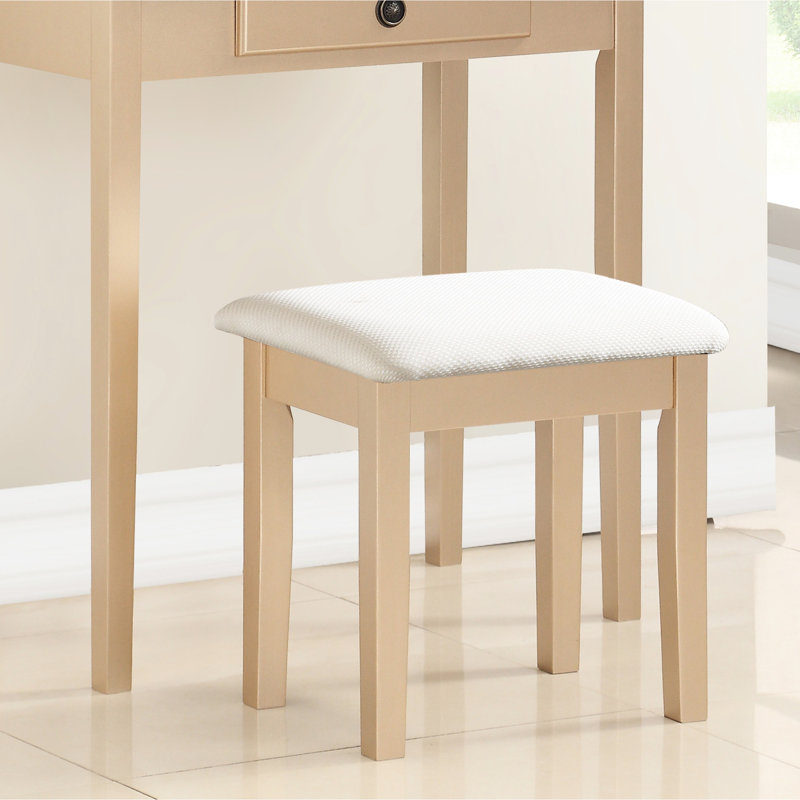 Table de coiffeuse avec tabouret Resplendent Gold, Gold