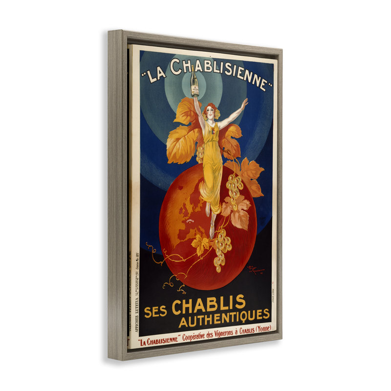 Cadre flottant rétro avec champagne, design par Marcus Jules, H 31 po x l 21 po, Cadre flottant orme Montalcino