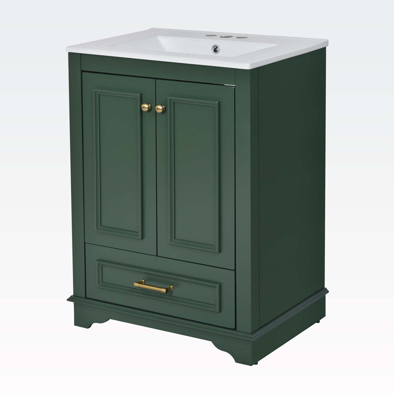 24'' Bathroom Vanity with Ceramic Sink Combo, Green