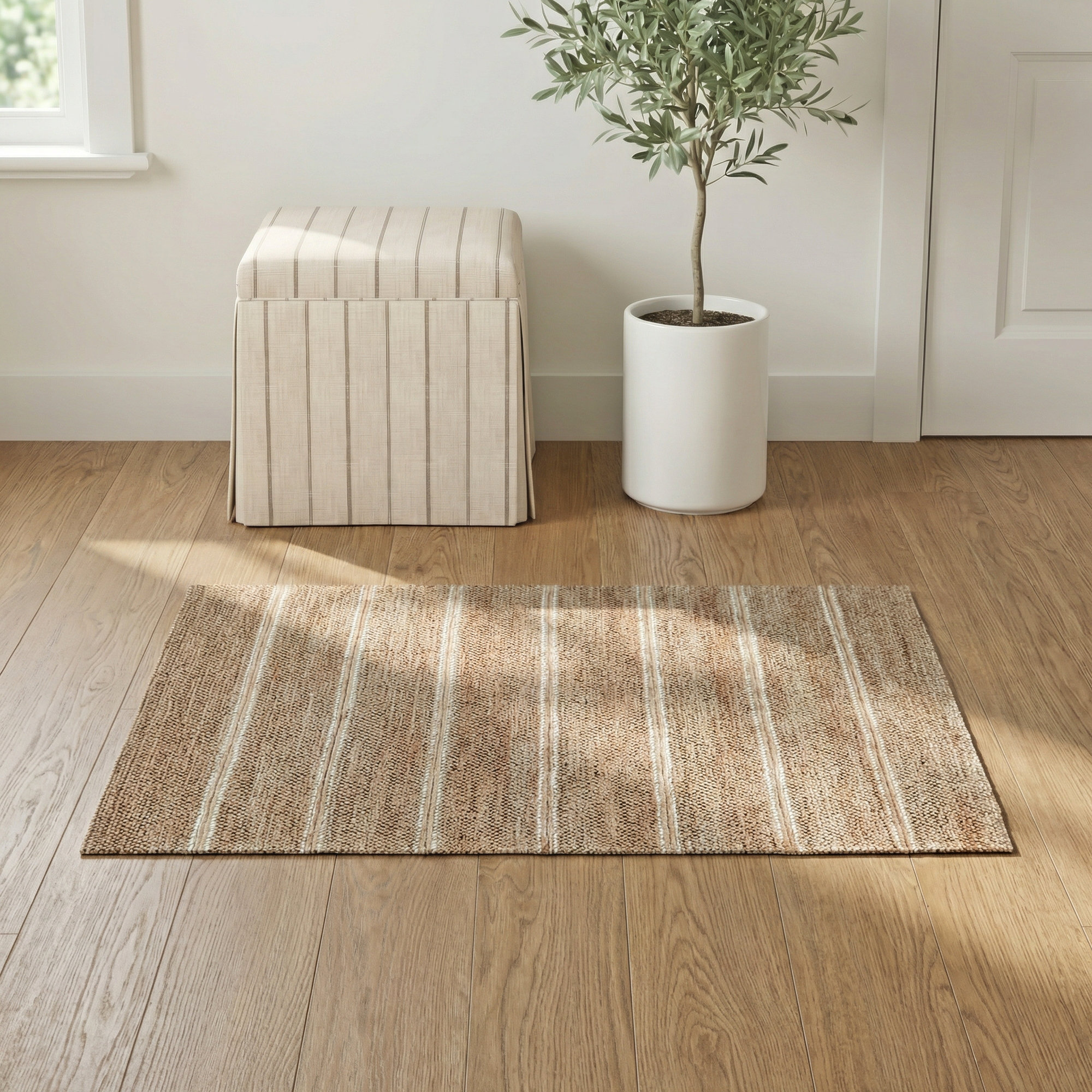 Beamond Handmade Jute / Sisal Brown/Ivory Rug, Rectangle 2' x 3'