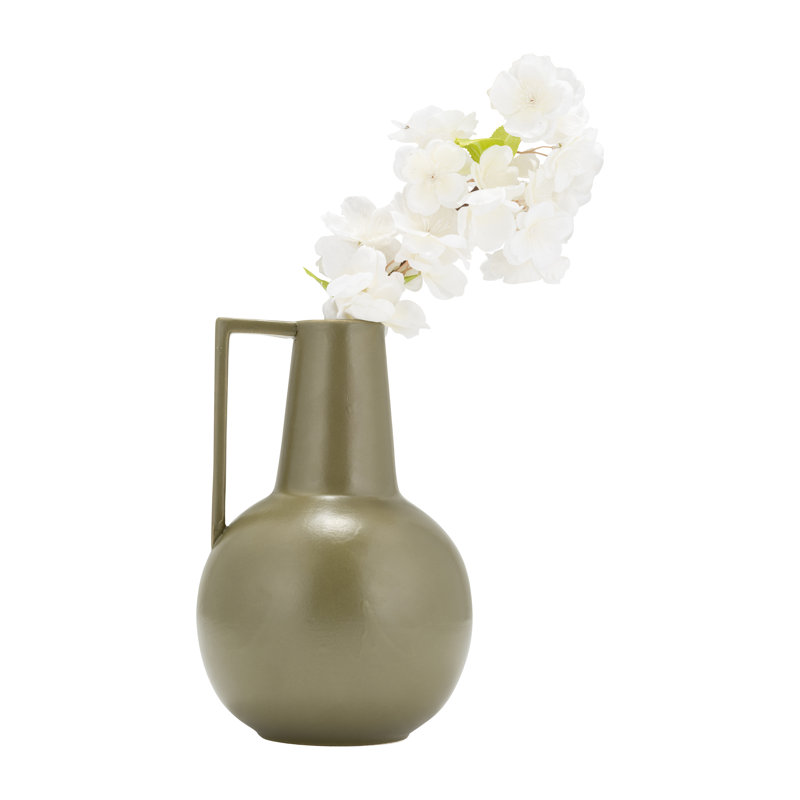  9" Decorative Ceramic Vase with Handle - Contemporary Flower Vases, Vert