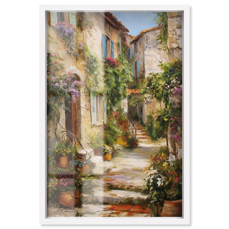 Art méditerranéen paysage méditerranéen II, H 37 po x l 25 po, Blanc