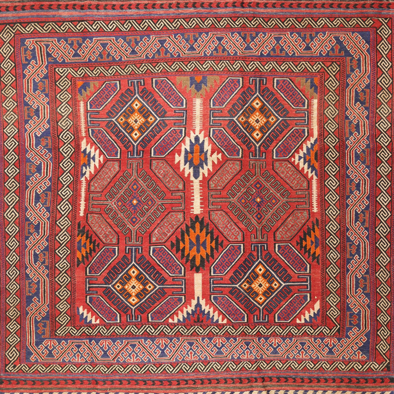 Tapis rouge à motif sud-ouest, Carré 6 pi