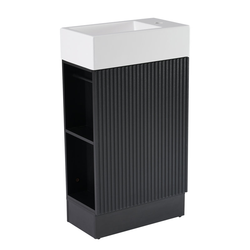 18.6" Freestanding Bathroom Vanity, Black