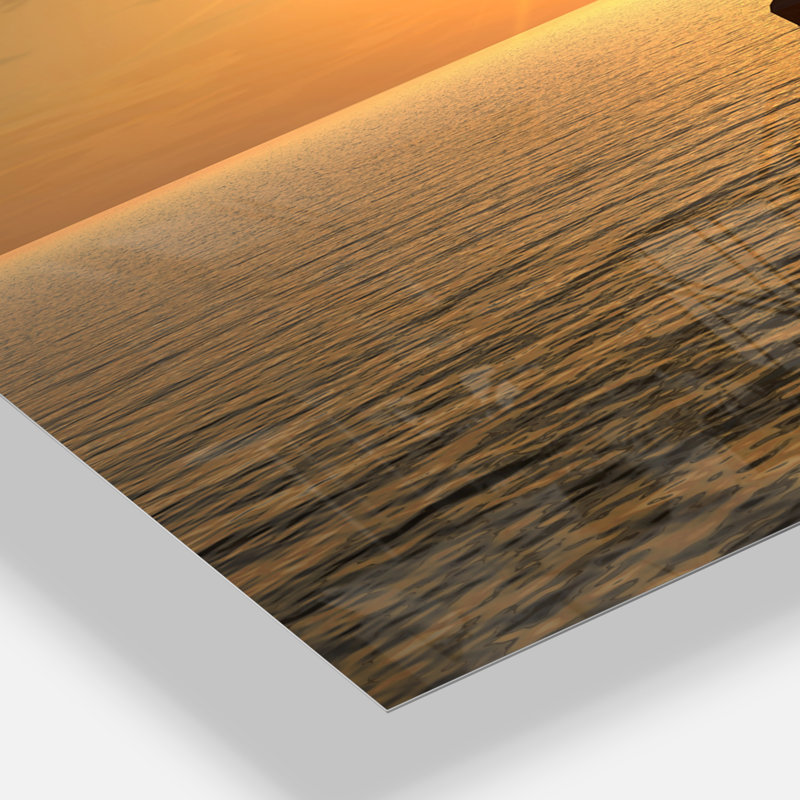 Ship and Sunset - Modern Wall Clock, Small
