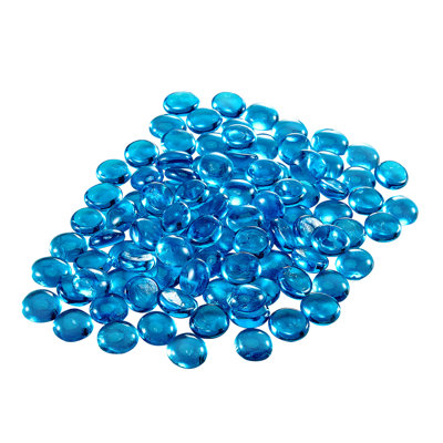 Fire Glass, 10 lbs / 4.5 kg High-Temperature Resistant Fireplace Rocks, 3/4-Inch / 19.05 mm Reflective Firepit Glass Beads, High Luster Stone Landscaping for Fire Pit Table, Caribbean Blue