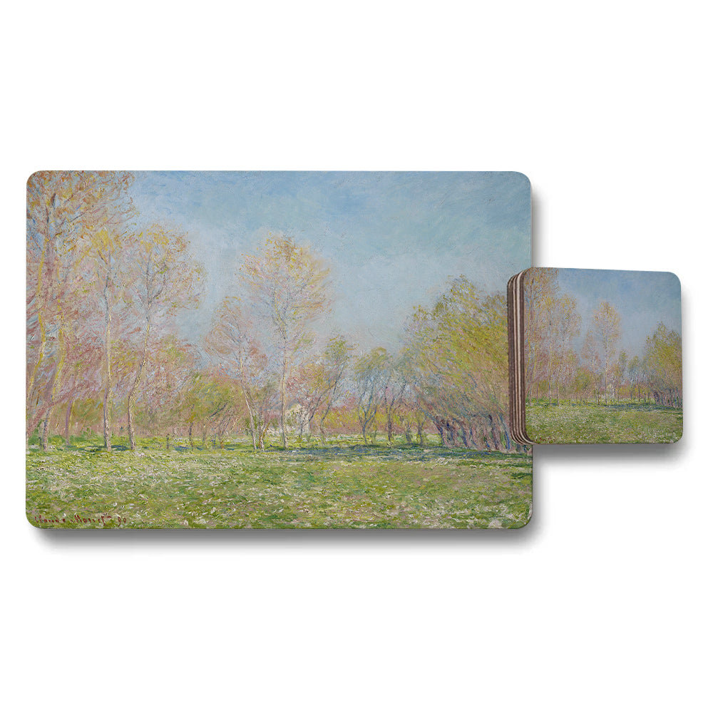 Impressionist Park Landscape Placemat And Coaster Set