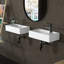 Combiné de lavabo mural de 16 pouces MEJE, petit lavabo de vestiaire, lavabo de salle de bain rectangulaire en céramique - ensemble de lavabo à droite (avec robinet et bonde escamotable)