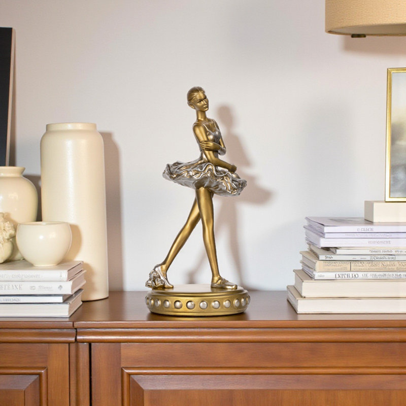 Standing  Figurine, Elegant  Sculpture, Resin Ballet Girl Statue For Home Decor, Gift For Dance Lovers, Gold