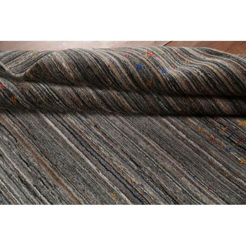Tapis indien rayé fabriqué à la main Gabbeh 5 x 8