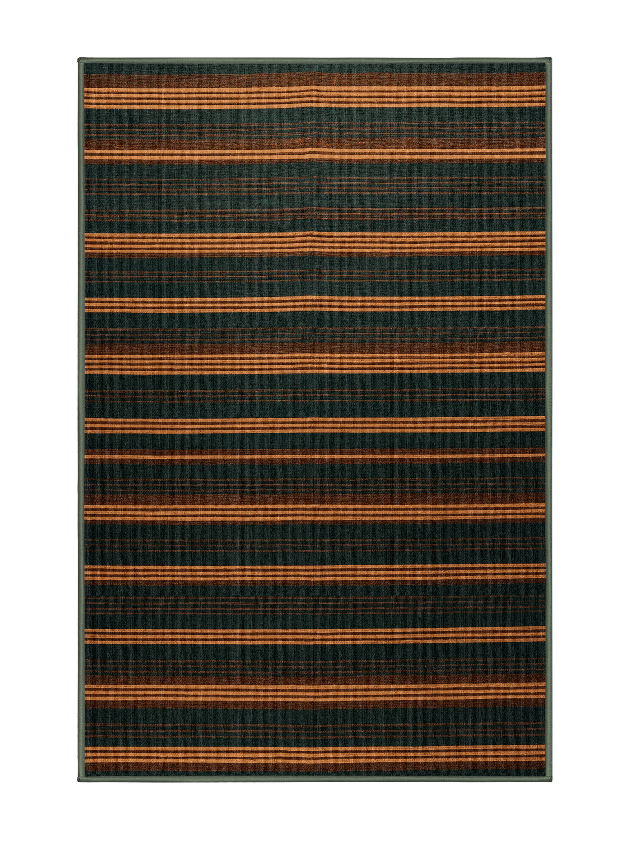 Ebern Designs Machine Washable Horizontal Stripes Green Area Rug | Wayfair