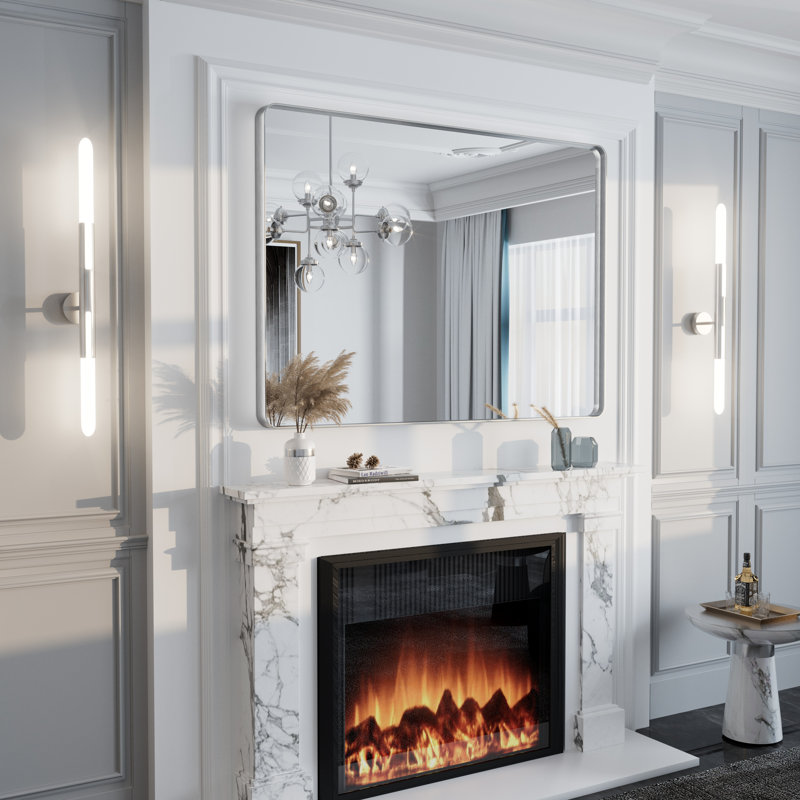 Miroir mural Aevar, 48 po x 36 po, Argent brossé