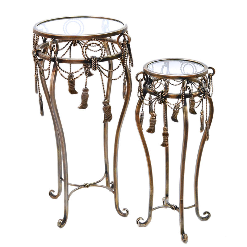 Glass Top Cross Legs Nesting Tables