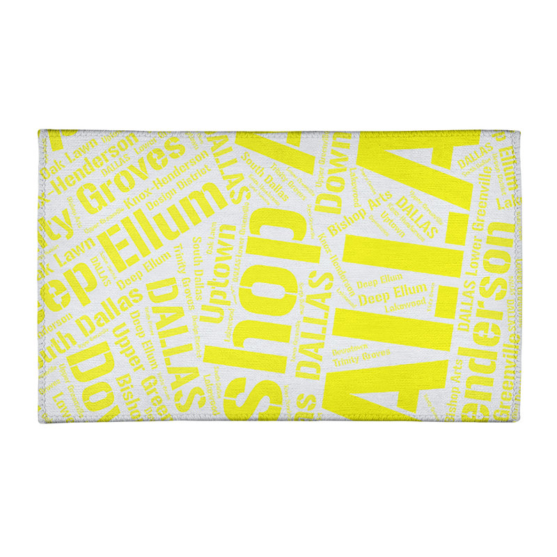 Tapis jaune poils longs à tissage plat, Rectangle 4 pi x 6 pi