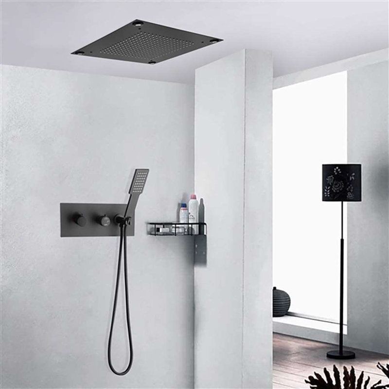 Douche thermostatique à DEL noir mat Lecce - Combinaison luxe et innovation