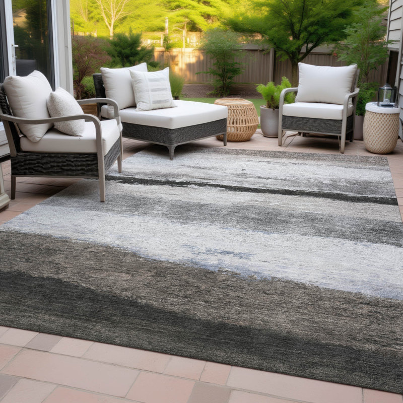 Tapis rayé intérieur / extérieur lavable à la machine ACN2169, Rectangle 10 pi x 14 pi