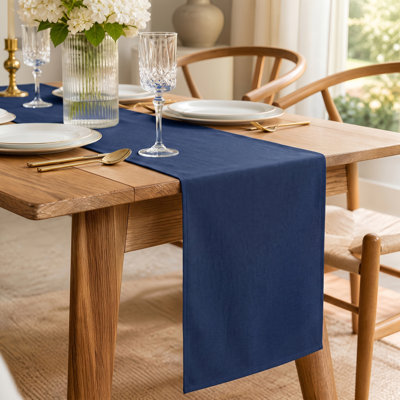 Ensemble de 3 chemins de table minimalistes en polyester 12 x 72 pouces résistants aux taches et aux plis en beige, gris, bleu marine et décoration de table élégante pour la cuisine, le mariage, le banquet et la cuisine